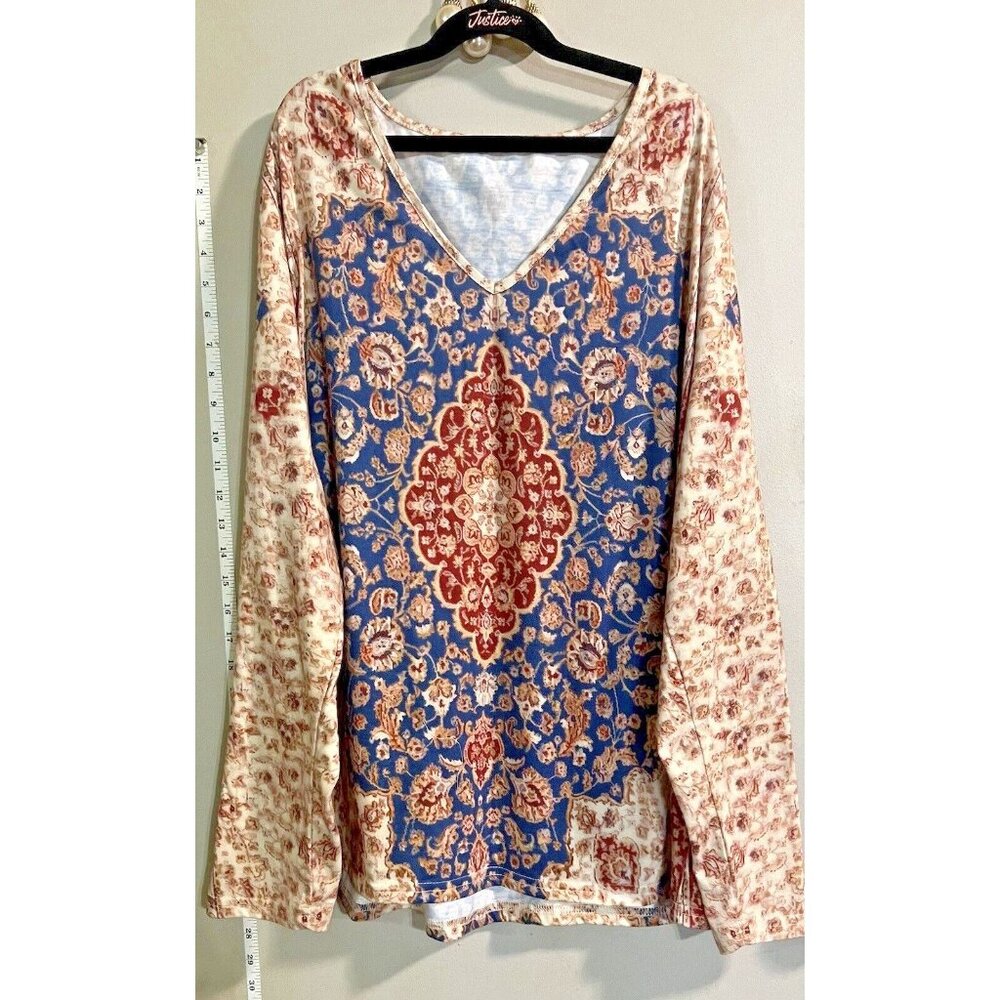 Womens Paisley Shirt Blouse 2X Long Sleeve Lightweight Easy Care